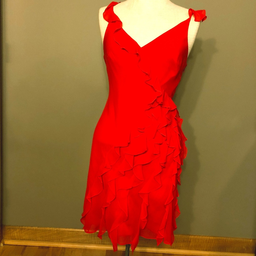 *NWOT* BCBG Silk Ruffle Detail Dress